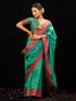 Vintage Opulence Green & Fuchsia Paithani Silk Saree with Blouse Fabric